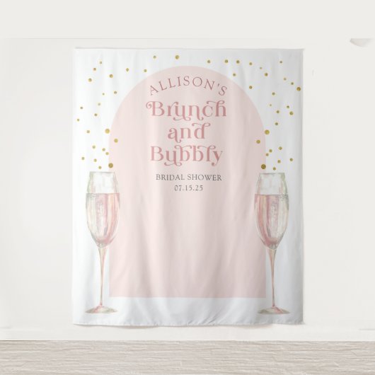 Moderne chic boog champagne bruidsdouche achtergro wandkleed (Voorkant)