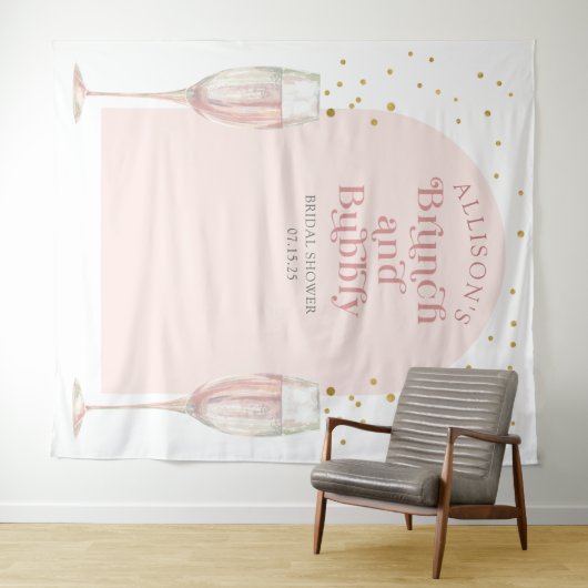 Moderne chic boog champagne bruidsfeest achtergron wandkleed (In Situ (horizontaal))