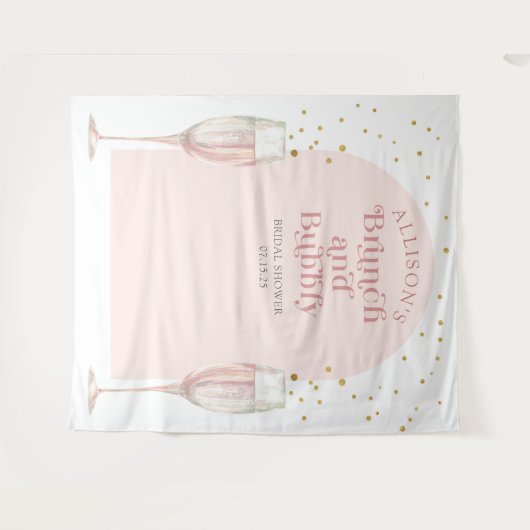 Moderne chic boog champagne bruidsfeest achtergron wandkleed (Voorkant (horizontaal))