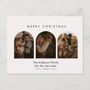 Moderne Chic Boog Familie Foto's Prettig Kerstfees Briefkaart