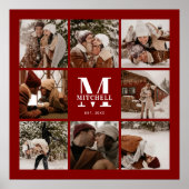 Moderne Chic Bourgondië Familie Foto Collage Keeps Poster (Voorkant)