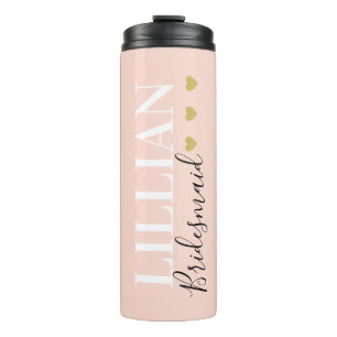 Moderne chic Bridesmaid Wedding Gold Heart Blush Thermosbeker