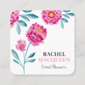 Moderne Chic Bright Floral Blooms Waterverf Vierkante Visitekaartje (Voorkant)