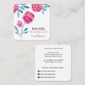 Moderne Chic Bright Floral Blooms Waterverf Vierkante Visitekaartje (Voorkant / Achterkant)