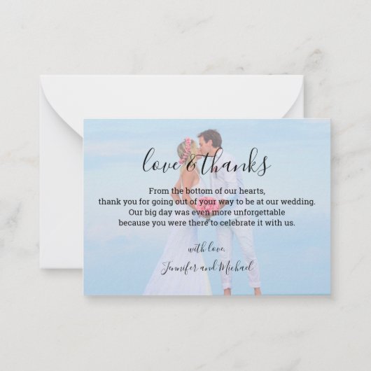 moderne chic bruiloft 2 foto's dank je bruiloft notitiekaartje (Achterkant)