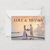 moderne chic bruiloft 2 foto's dank je bruiloft notitiekaartje (Voorkant)