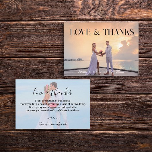 moderne chic bruiloft 2 foto's dank je bruiloft notitiekaartje