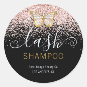 Moderne chic Butterfly Lash Shampoo Productlabel Ronde Sticker