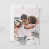 Moderne Chic Calligraphy 2 Photo Wedding Bedankkaart (Voorkant)