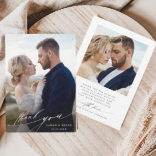 Moderne Chic Calligraphy 2 Photo Wedding Bedankt