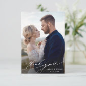 Moderne Chic Calligraphy 2 Photo Wedding Bedankt (Staand voorkant)