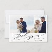 Moderne Chic Calligraphy 3 Photo Wedding Bedankkaart (Voorkant)