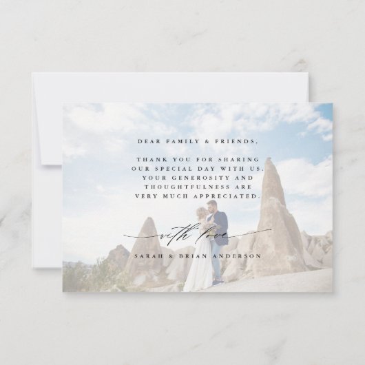 Moderne Chic Calligraphy 3 Photo Wedding Bedankkaart (Achterkant)