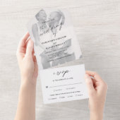 Moderne Chic Calligraphy Simple Photo Wedding All In One Uitnodiging (Afscheurbaar)