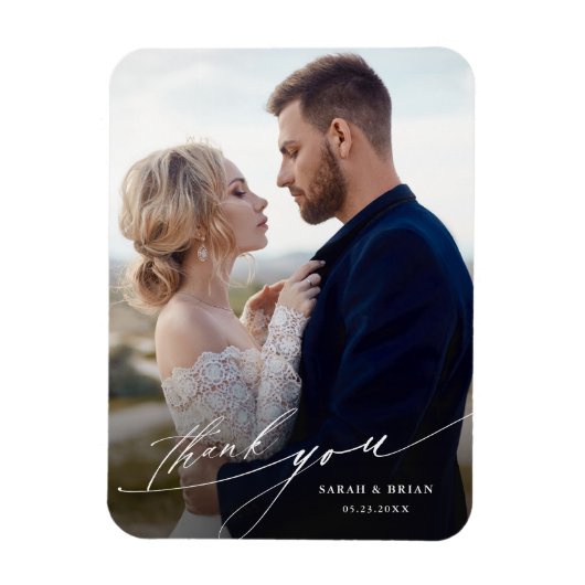 Moderne chic Calligraphy Wedding Photo Magneet (Verticaal)
