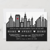 Moderne Chic Cityscape New Home Housewarming Party Kaart (Voorkant)