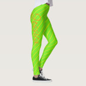 Moderne Chic Cool Neon Geel Groen Sinaasappel Leggings (Rechts)
