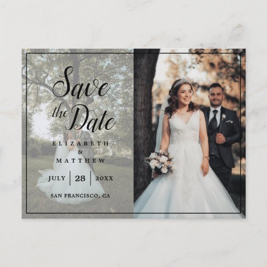 Moderne Chic Couple Wedding Afbeelding sparen de D Uitnodiging Briefkaart (Voorkant)