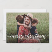 Moderne Chic Custom 2 Foto's Merry-kerstfamilie Feestdagenkaart (Voorkant)