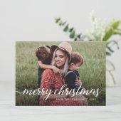 Moderne Chic Custom 2 Foto's Merry-kerstfamilie Feestdagenkaart (Staand voorkant)