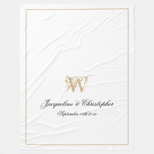 Moderne Chic Custom Pas getrouwd Keepomwille Monog Fleece Deken (Voorkant)