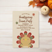 Moderne Chic Cute Turkey Thanksgiving Dinner Party Kaart