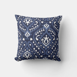Moderne chic decoratieve blauwe en witte ikat kuss kussen