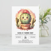 Moderne Chic Desert Cactus Meisje Verjaardag Kaart (Staand voorkant)