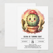 Moderne Chic Desert Cactus Meisje Verjaardag Kaart (Voorkant / Achterkant)