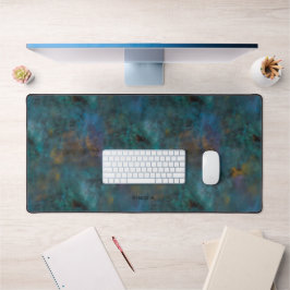 Moderne Chic Donkergroen Blauw Tie Dye Naam Aangep Bureaumat