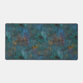 Moderne Chic Donkergroen Blauw Tie Dye Naam Aangep Bureaumat
