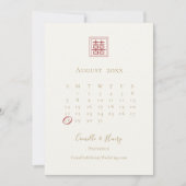 Moderne chic Double Happiness Ivory Gold Wedding Save The Date (Voorkant)