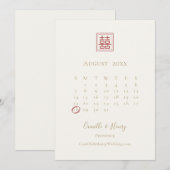 Moderne chic Double Happiness Ivory Gold Wedding Save The Date (Voorkant / Achterkant)