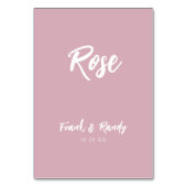 Moderne Chic Dusty Roos Custom Wedding Table Name Kaart (Voorkant)