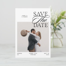 Moderne Chic Editoriaal Script Foto Dubbelzijdig Save The Date