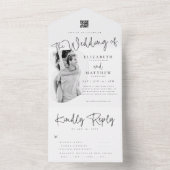 Moderne Chic Eenvoudige Foto QR Maaltijdoptie Trou All In One Uitnodiging (Binnen)