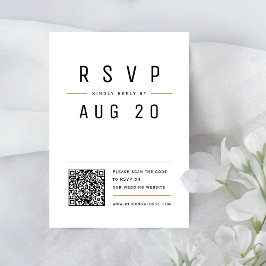 Moderne Chic Eenvoudige Typografie QR code Bruilof RSVP Kaartje