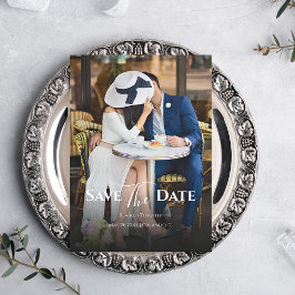 Moderne Chic Elegant Koppel Trouwfoto Eenvoudig Save The Date