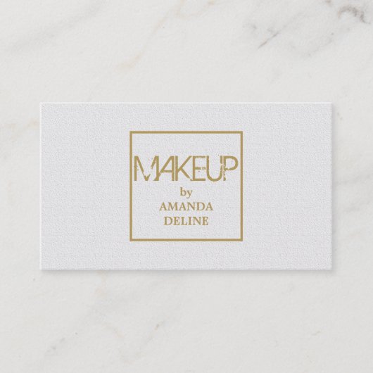Moderne Chic Elegant White Faux Gold Makeup Artist Visitekaartje (Voorkant)