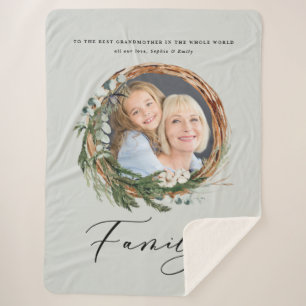 Moderne chic elegante bladrijke krans foto familie sherpa deken