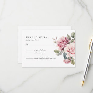 Moderne Chic Elegante Romantische Roze Roos Bruilo RSVP Kaartje