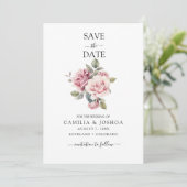Moderne Chic Elegante Romantische Roze Roos Bruilo Save The Date (Staand voorkant)