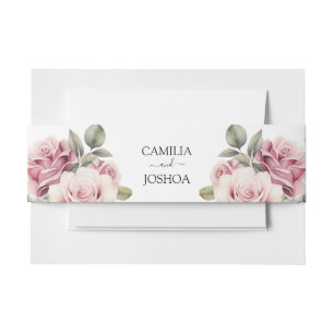 Moderne Chic Elegante Romantische Roze Roos Bruilo Uitnodigingen Wikkel