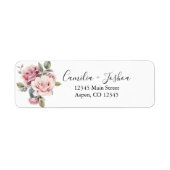 Moderne Chic Elegante Romantische Roze Roos Huweli Etiket (Voorkant)