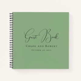 Moderne Chic Elegante Saliegroene Trouwgastenboek Notitieboek