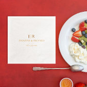 Moderne Chic Elegante Trouwnaam Datum Monogram Folie Servetten