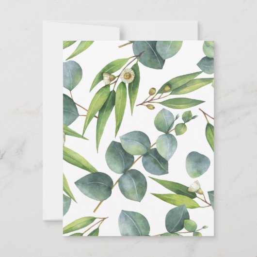 Moderne chic Eucalyptus Weddenschap Bewaar datum Save The Date (Achterkant)
