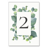 Moderne Chic Eucalyptusblad Tafelnummerkaart Kaart (Achterkant)