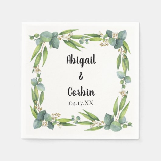 Moderne Chic Eucalyptuslijst Gepersonaliseerd Servet (Voorkant)