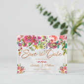 Moderne Chic Floral Copper Marble Save the Date Aankondigingskaart (Staand voorkant)